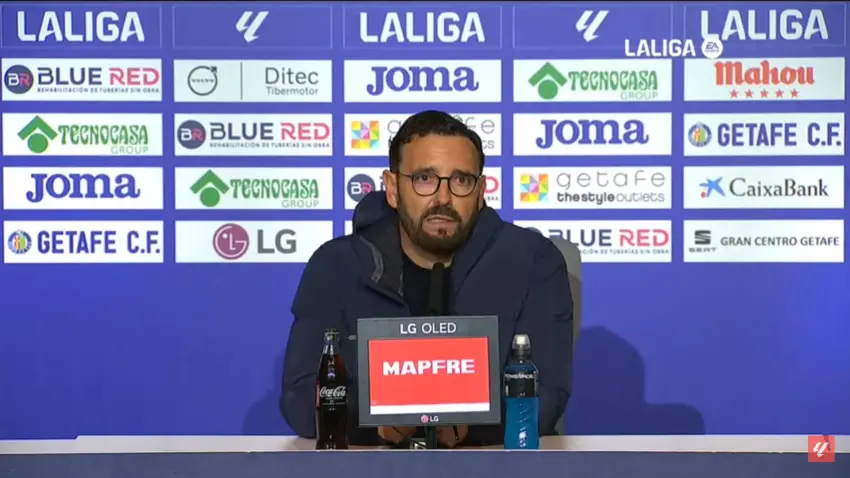 Bordalás, en la rueda de prensa del Getafe - Rayo Vallecano