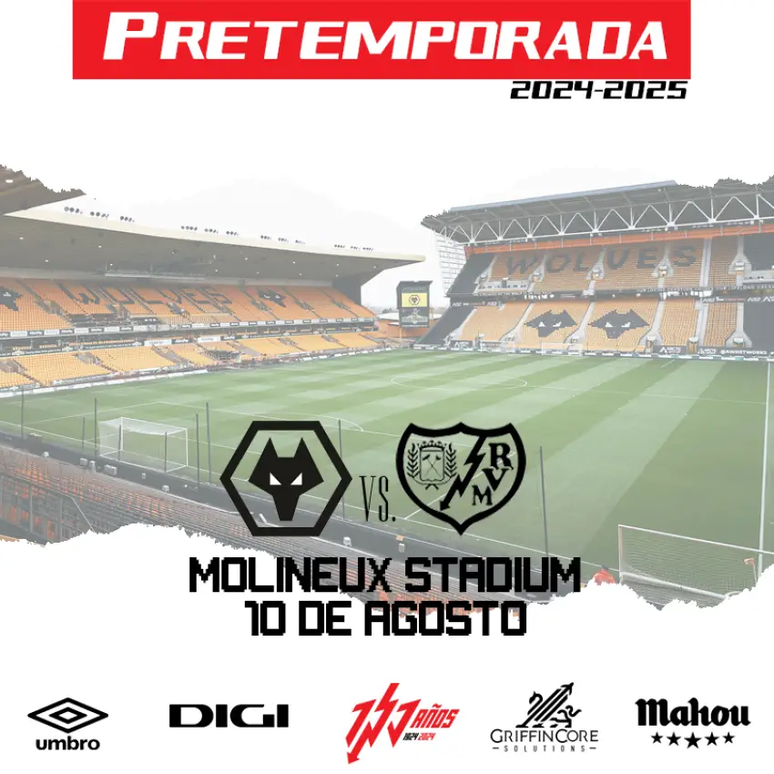 Cartel del partido entre el Wolverhampton y el Rayo