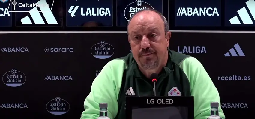 Rafa Benítez durante la rueda de prensa previa al Rayo - Celta