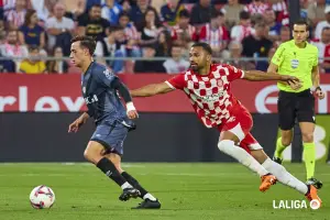 Pedro Diaz, en el Girona - Rayo Vallecano