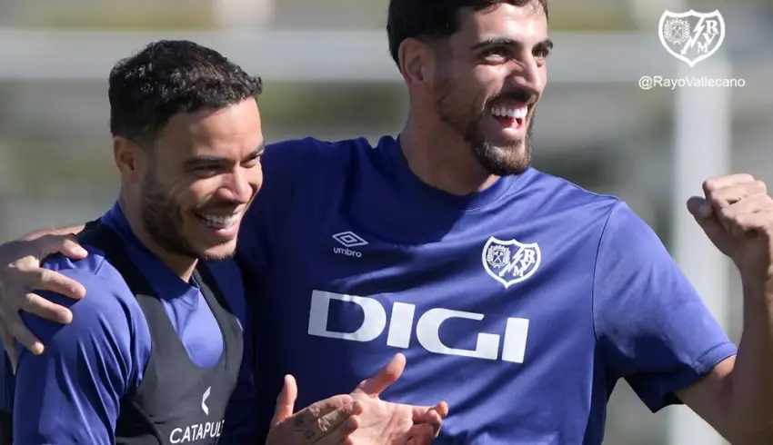 RdT y Catena, en un entrenamiento del Rayo Vallecano