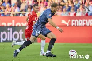 Lejeune en un lance del Girona - Rayo de hoy.