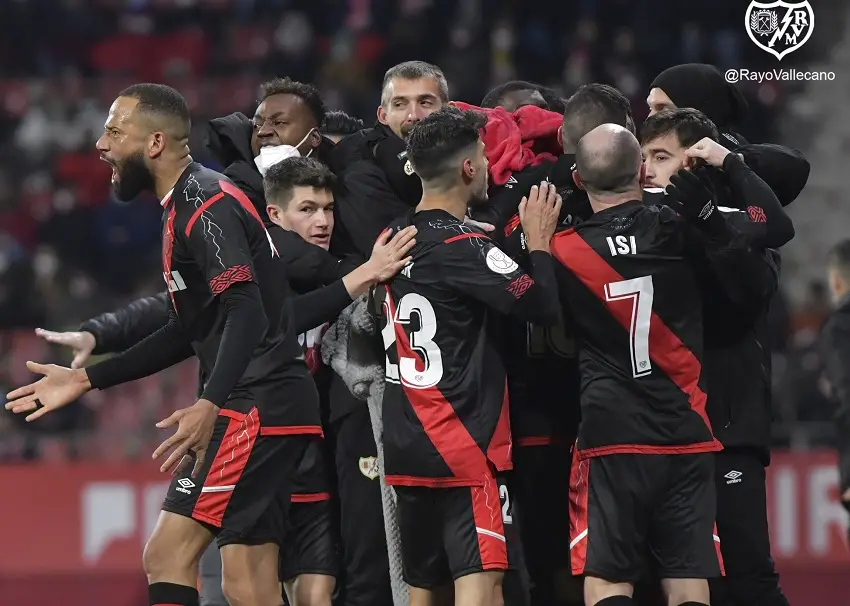 Celebración del Rayo Vallecano en la eliminatoria contra el Girona