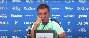 Borja Jiménez durante la rueda de prensa previa al Leganés - Rayo