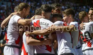 El Rayo celebrando uno de los goles anotados esta temporada.