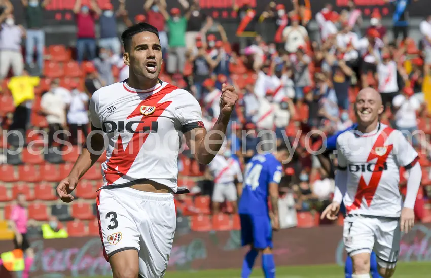 Falcao celebrando su gol de la temporada pasada ante el Getafe
