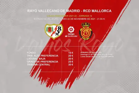 El Rayo pone a la venta las entradas para el partido ante el Mallorca