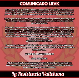 Comunicado de la Peña Resistencia Vallekana