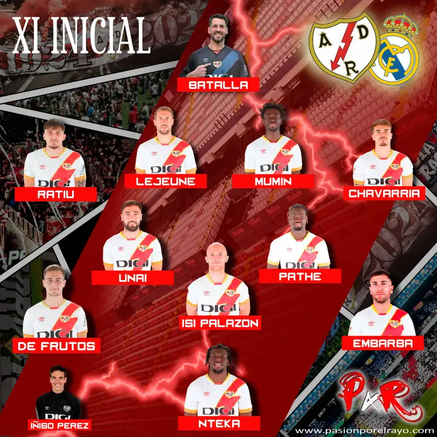 11 titular del Rayo Vallecano contra el Real Madrid