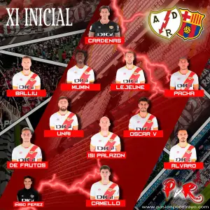 11 titular del Rayo Vallecano contra el Barcelona