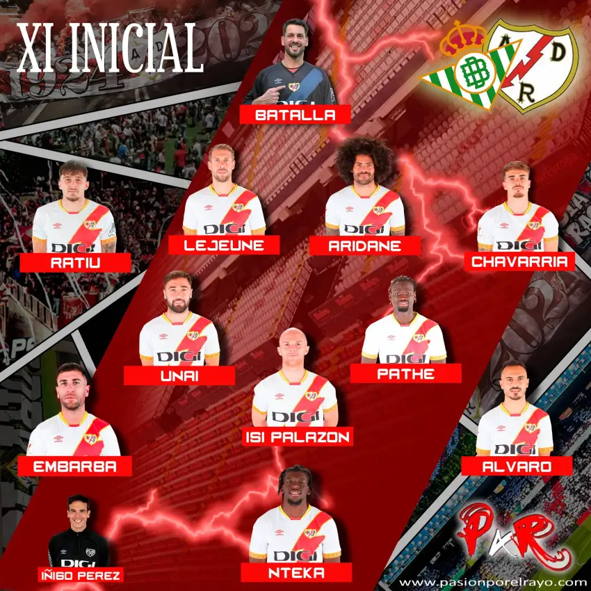 11 titular del Rayo Vallecano en Sevilla contra el Betis