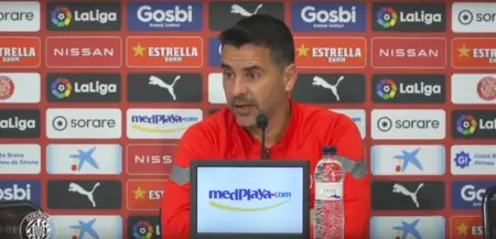 Míchel, en la rueda de prensa previa del Rayo - Girona