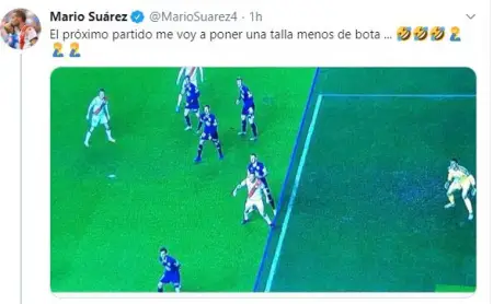 Mario Suárez bromeó en redes sociales por su fuera de juego