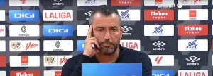 Diego Martínez en la rueda de prensa posterior al Rayo 1-3 Las Palmas