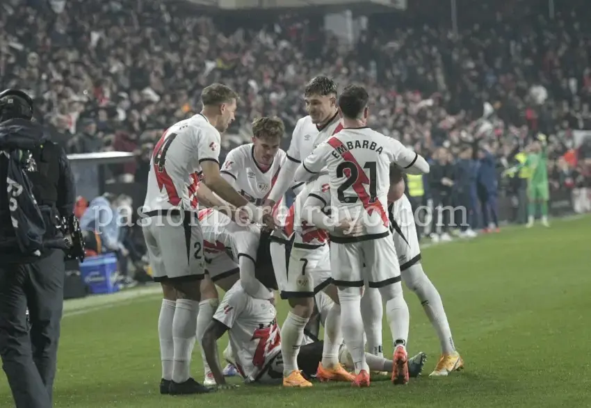 Celebración del Rayo Vallecano en el estadio de Vallecas