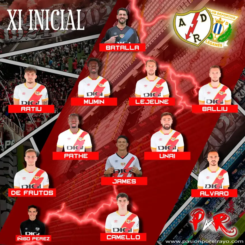 11 titular del Rayo Vallecano contra el Leganés en Vallecas