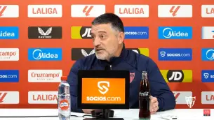 García Pimienta, en la rueda de prensa previa del Sevilla - Rayo Vallecano