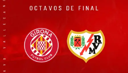 Cartel del Girona - Rayo Vallecano de 1/8 final de Copa del Rey