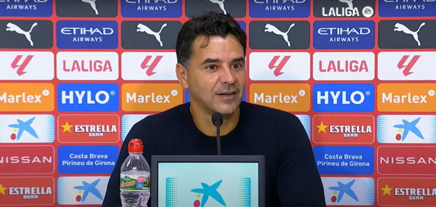 Míchel, durante la rueda de prensa posterior al Girona 0-0 Rayo Vallecano