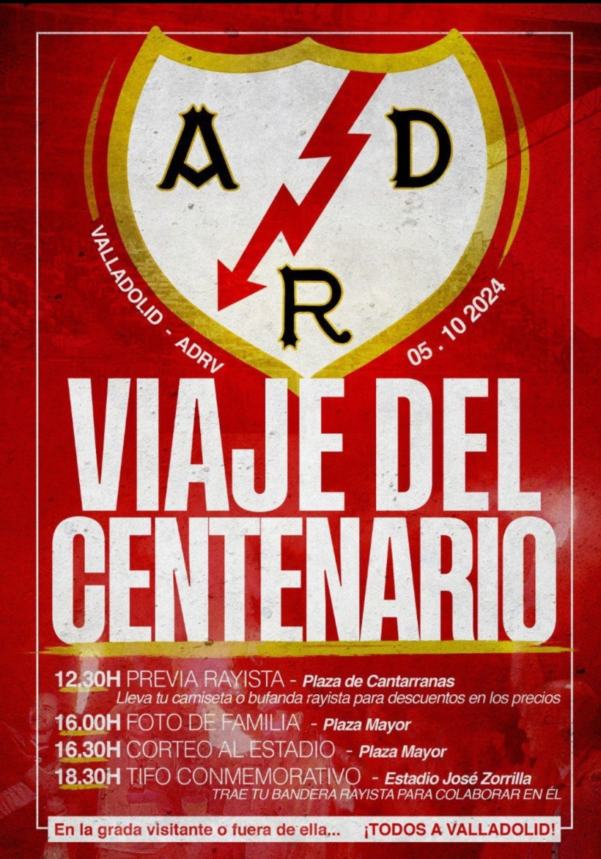 Cartel anunciando el horario de los actos del Viaje del Centenario en Valladolid