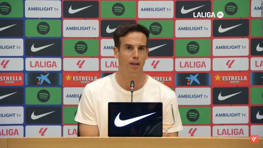 Íñigo Pérez, en la rueda de prensa posterior del Barcelona 1-0 Rayo Vallecano