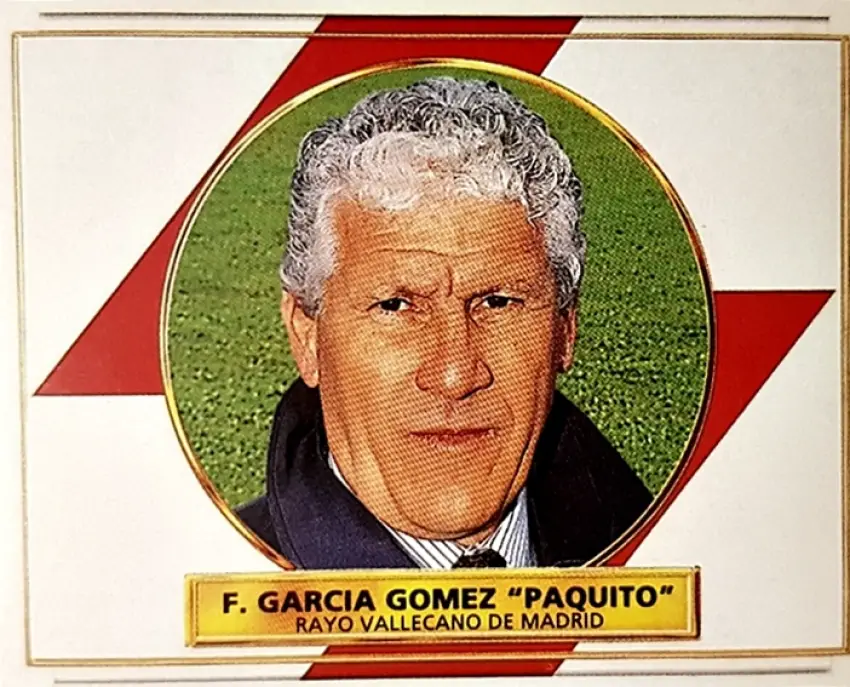 Cromo de Paquito como entrenador del Rayo Vallecano