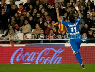El 'Chori' Domínguez celebrando el gol conseguido en Mestalla