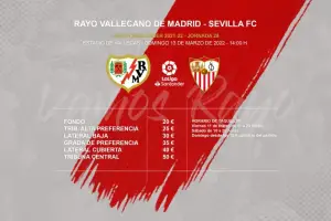 Hoy se pondrán a la venta las entradas para el Rayo - Sevilla