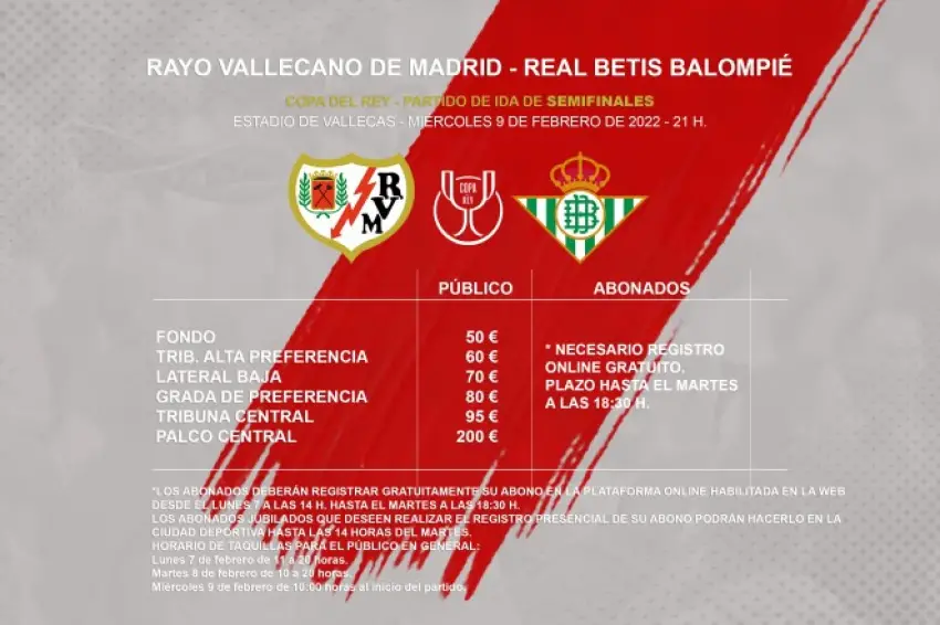 Los abonados del Rayo podrán acceder al partido de copa sin pasar por taquilla