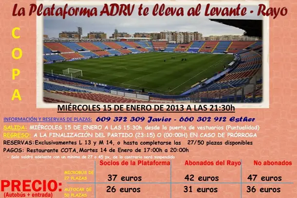 La Plataforma ADRV organiza desplazamientos a Valencia y Elche