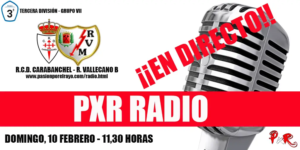 Carabanchel – Rayo B, en directo en PxR Radio el domingo a las 11,30