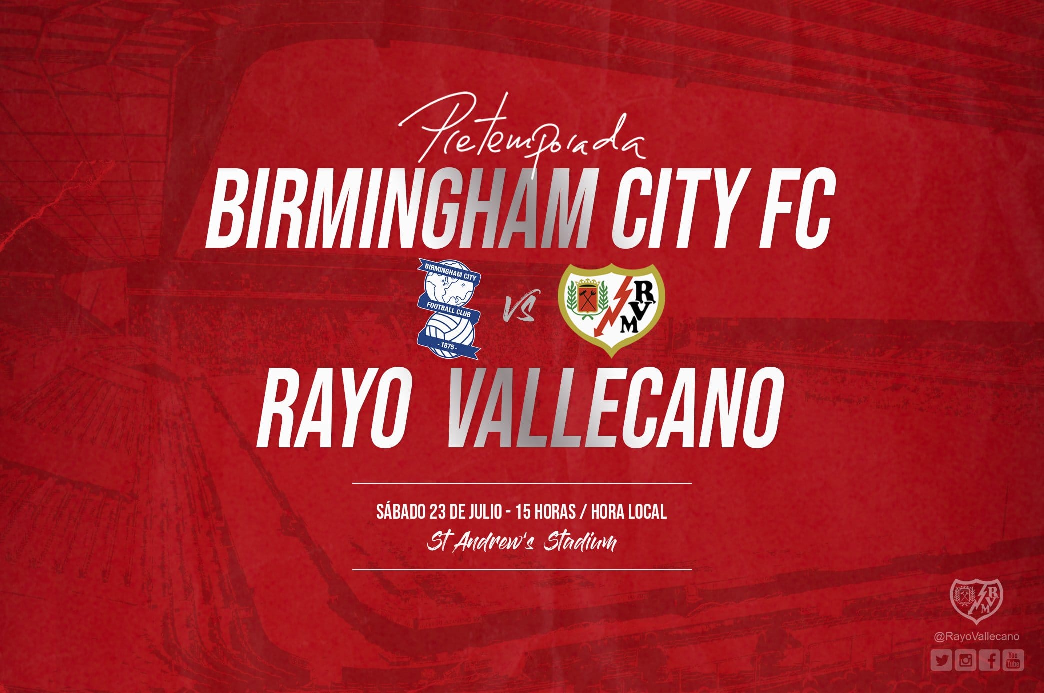 El Rayo Vallecano anuncia un nuevo amistoso internacional en Inglaterra contra el Birmingham City