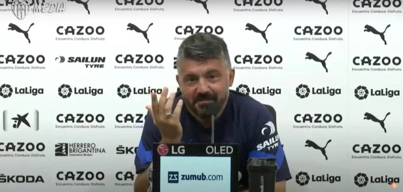 Gattuso, en la previa del Rayo – Valencia: «Hemos entrenado con las mismas medidas del estadio de Vallecas»