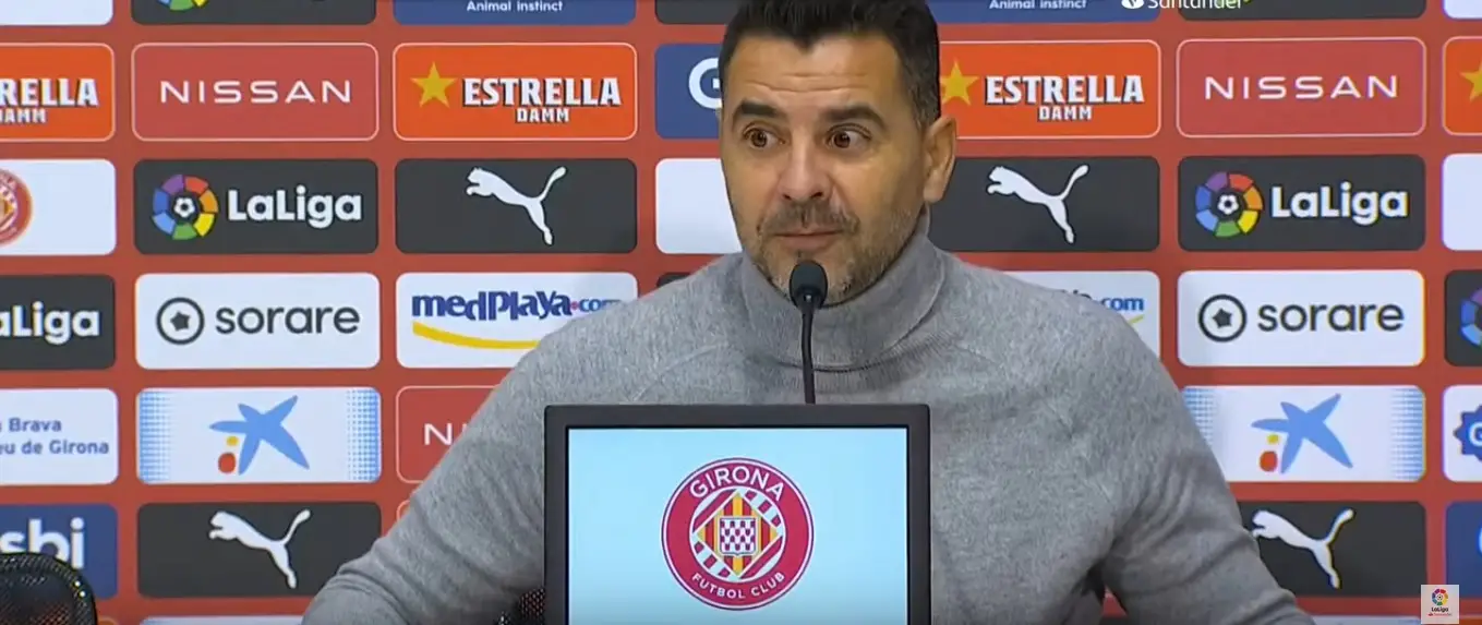 Míchel, tras el Girona 2-2 Rayo Vallecano: «Es una mano clara y que va a puerta»