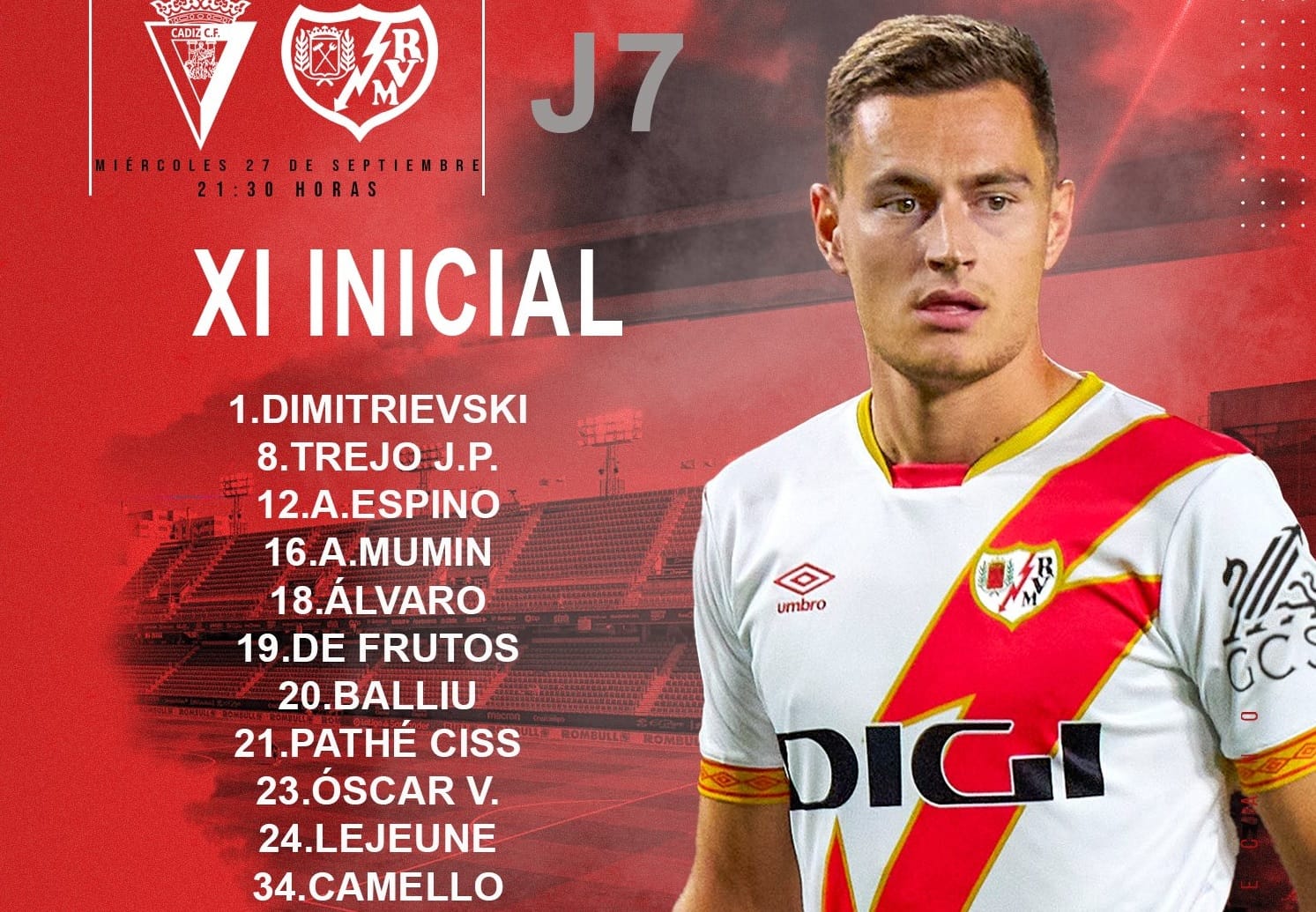 11 titular del Rayo Vallecano en Cádiz