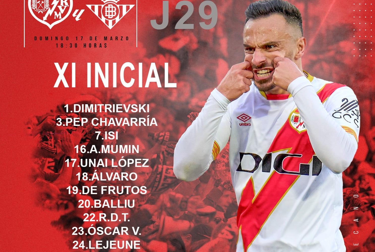 Íñigo Pérez revoluciona el 11 contra el Betis con varios cambios: Álvaro García, Mumin…