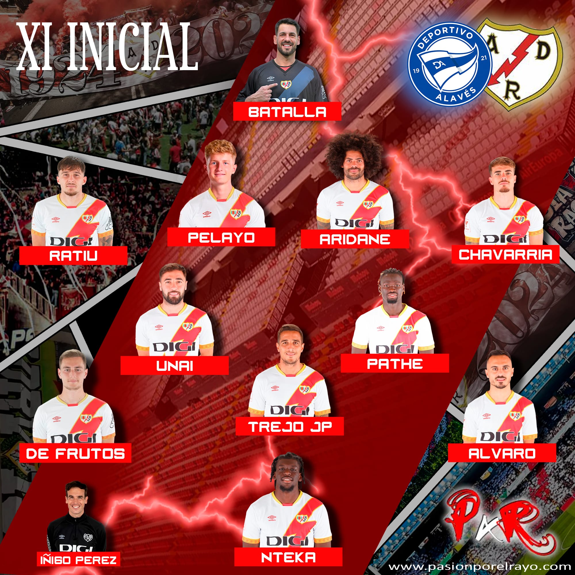 Once inicial del Rayo ante el Alavés