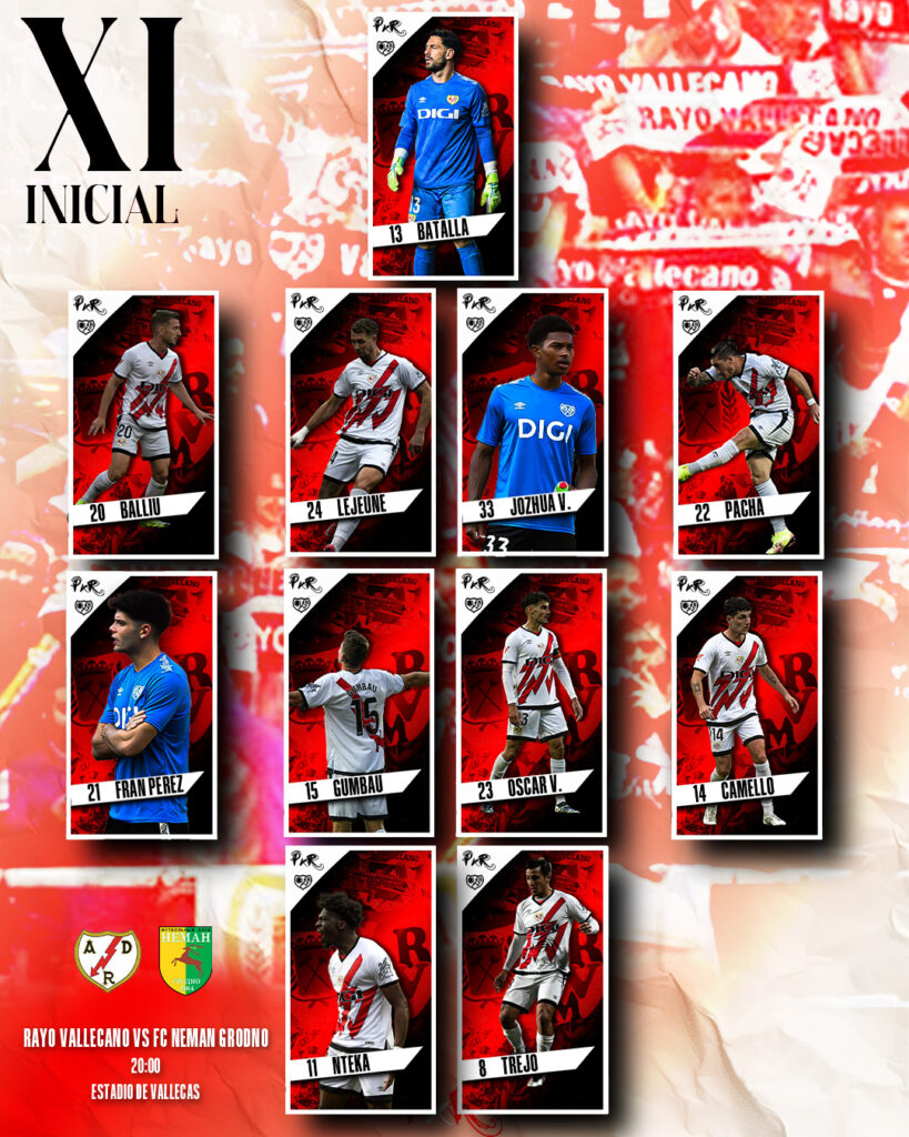 Once titular Rayo Vallecano - Neman Grodno