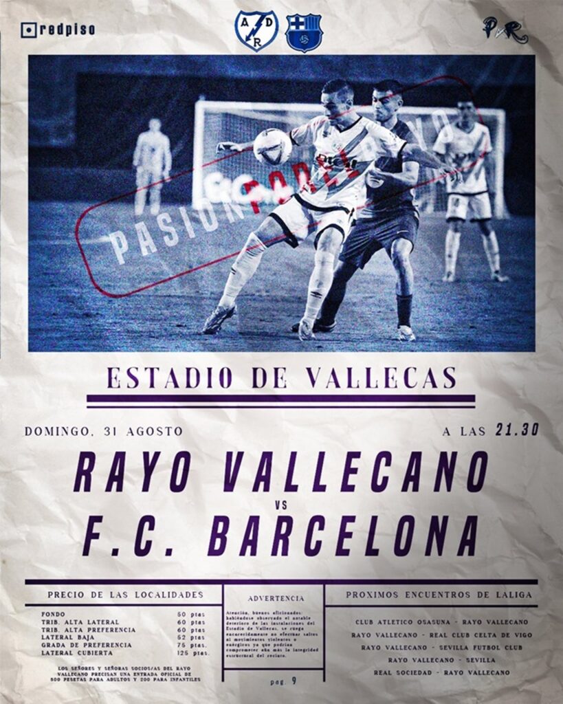 Rayo Vallecano - Barcelona: Fútbol entre el ruido 3 Cartel Rayo Vallecano - Barcelona