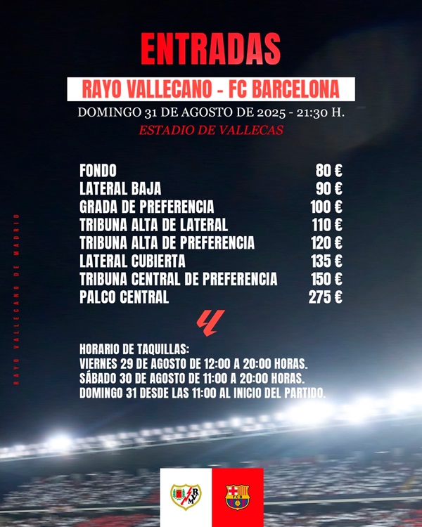 Cartel entradas Rayo - Barcelona