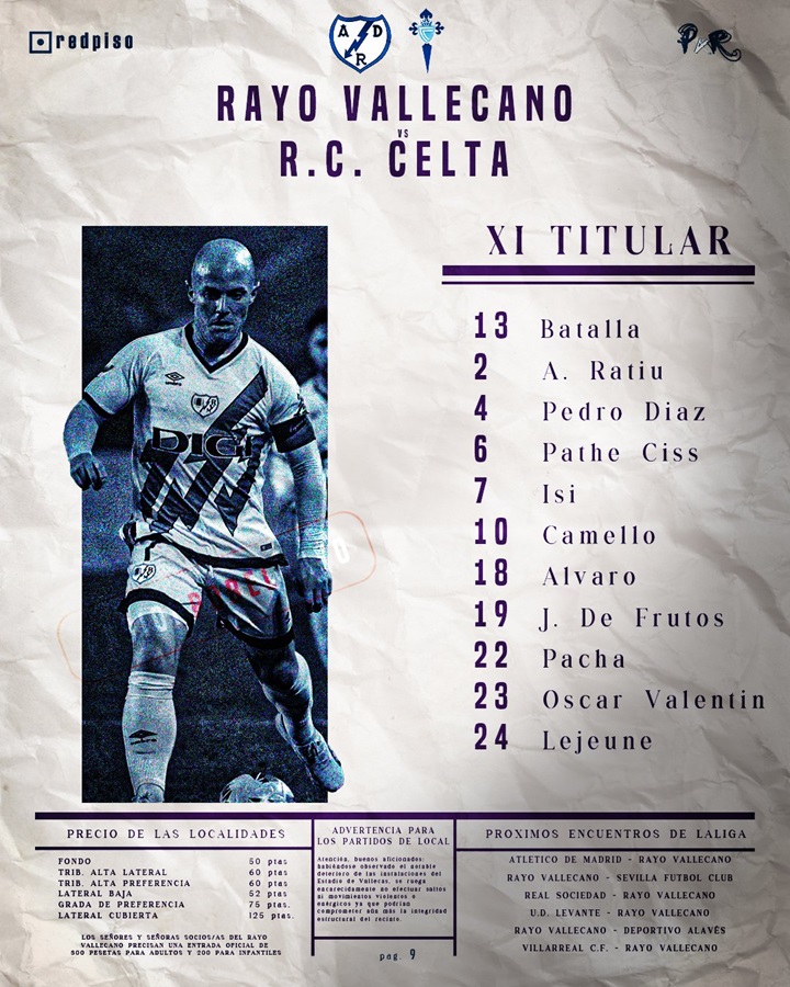 Once titular Rayo Vallecano - Celta