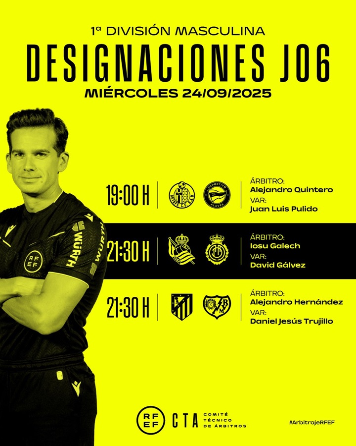 Cartel árbitros jornada 6