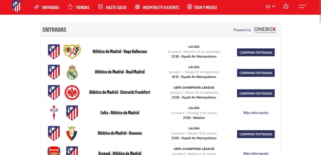 Venta online entradas Atlético - Rayo