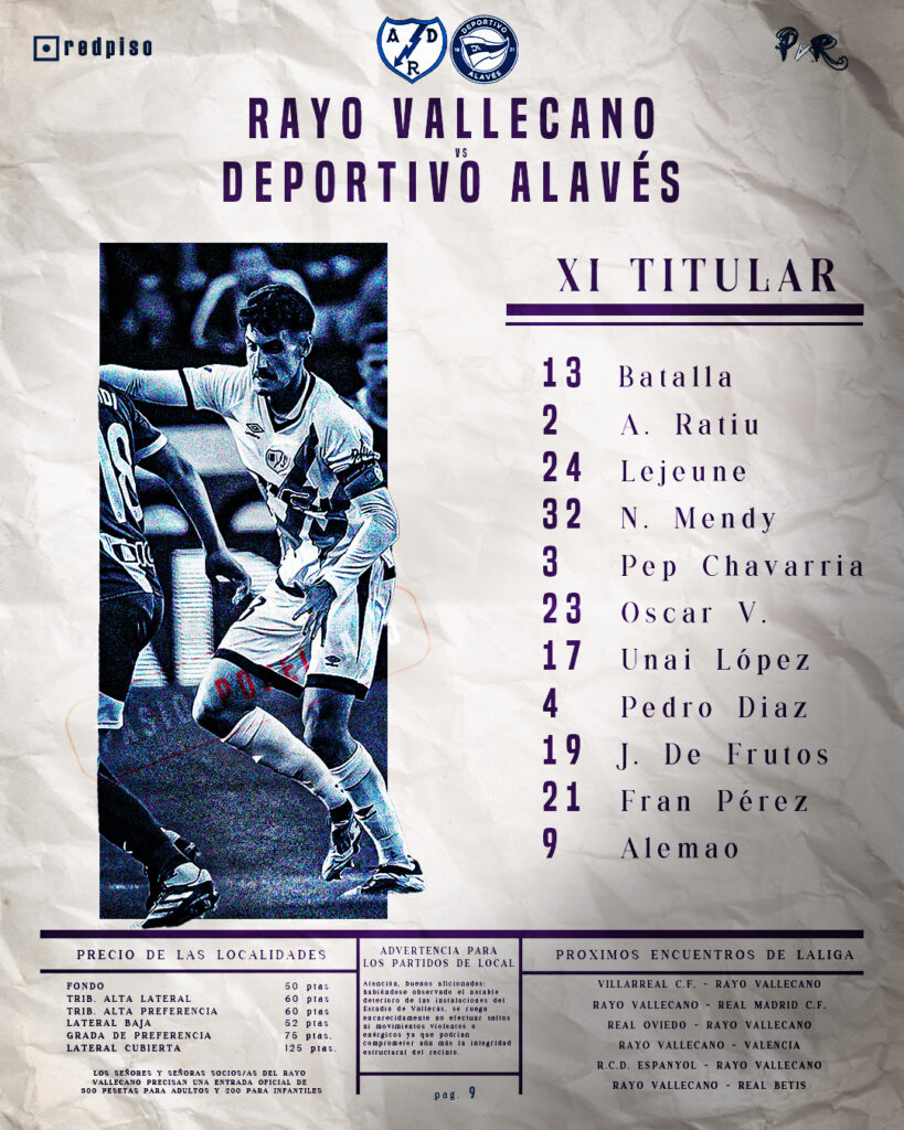 11 titular del Rayo Vallecano contra el Alavés 3 Alineación Rayo Vallecano - Alavés