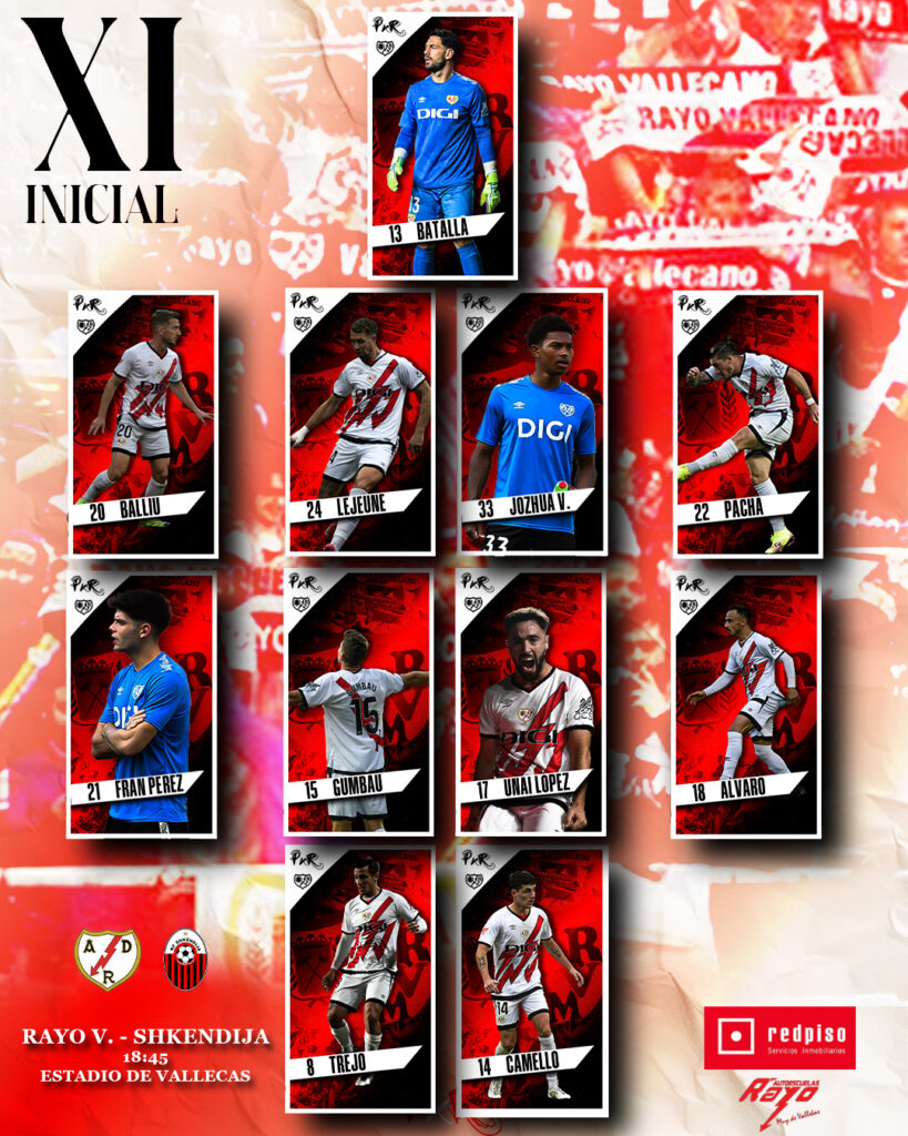Alineación titular Rayo Vallecano - Shkendija