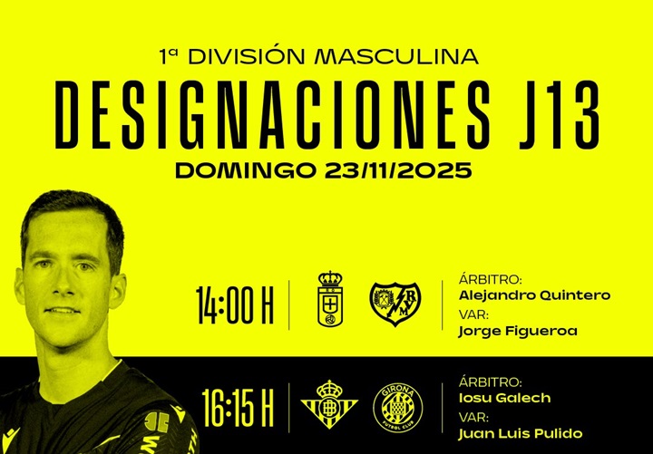 Árbitros del Oviedo – Rayo Vallecano (jornada 13)