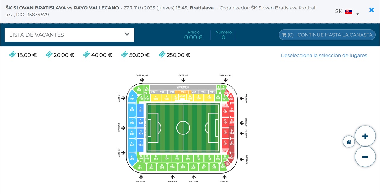 La web del Slovan de Bratislava aún vende entradas online