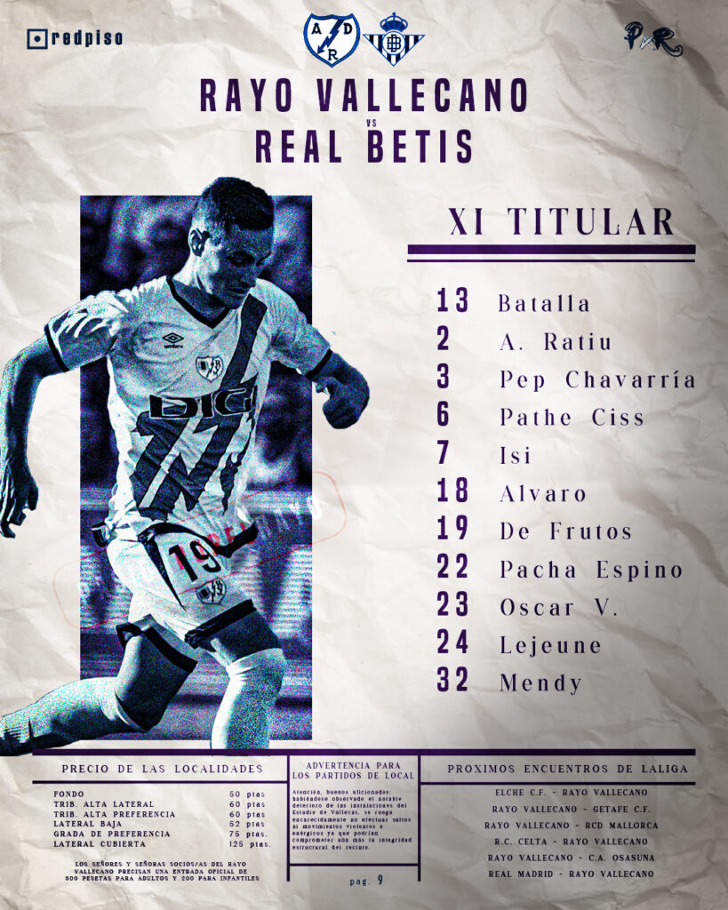 11 titular del Rayo Vallecano - Betis