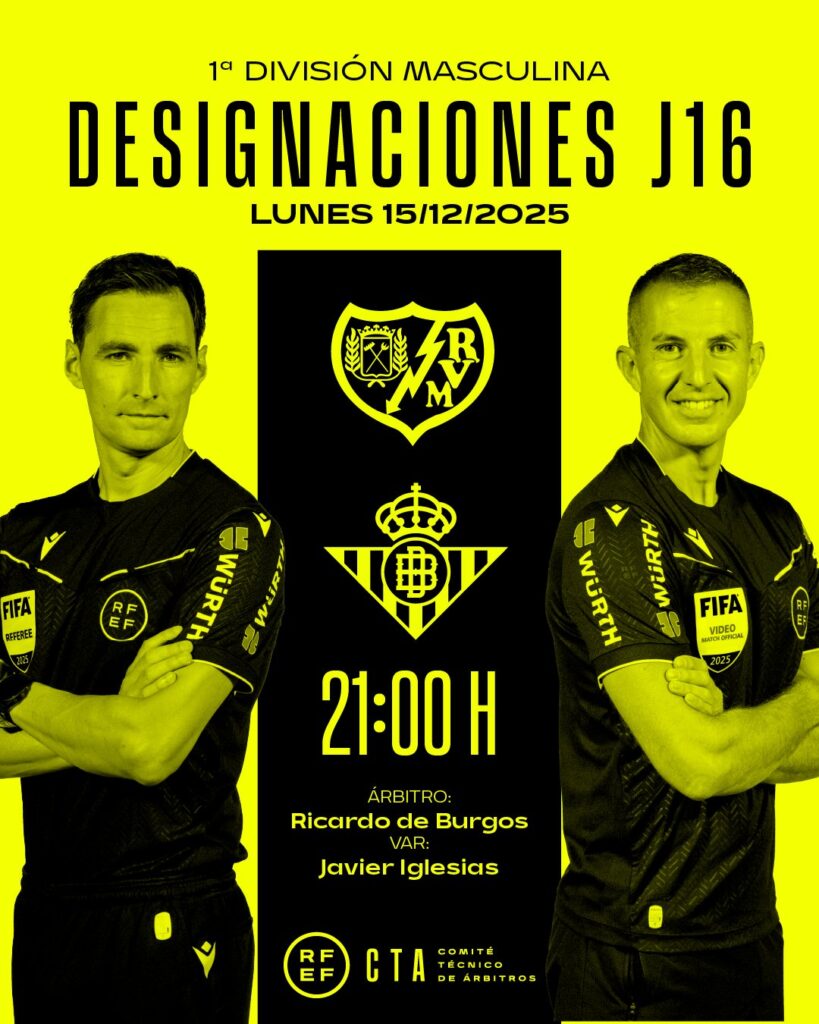 Cartel de árbitros del Rayo - Betis (c) RFEF