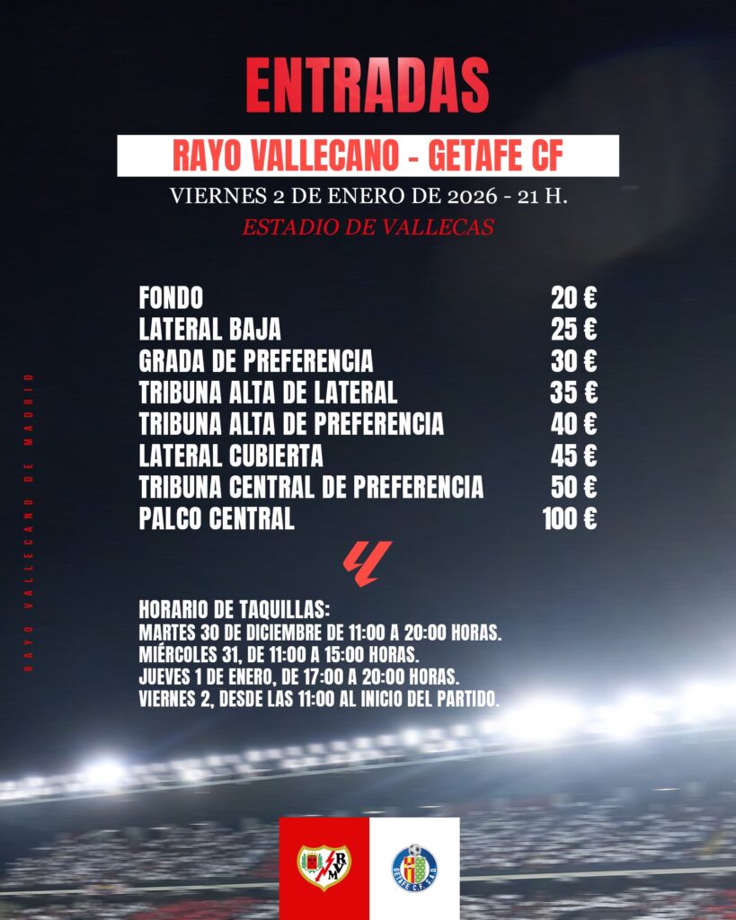 Cartel entradas Rayo Vallecano - Getafe